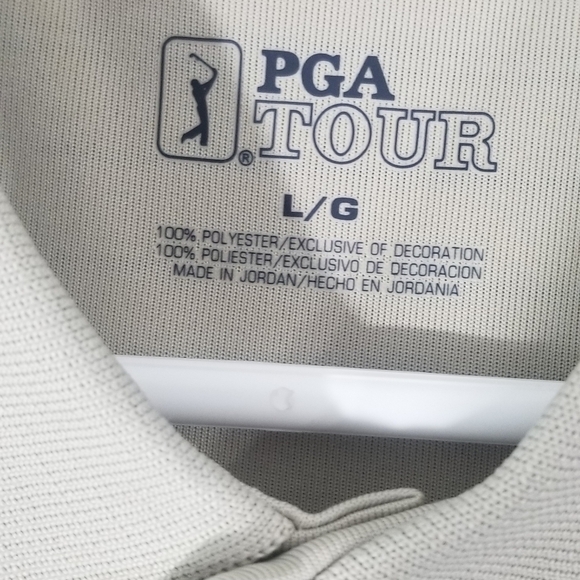 PGA Tour Polo Tee Shirt.Tan Color. PGA Logo Embroidered on Sleeve. Size Large. - Picture 5 of 7